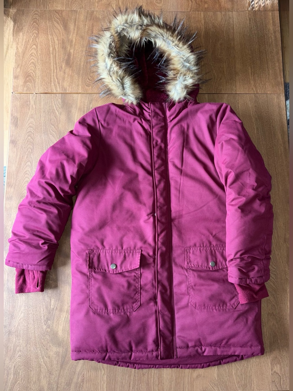 Cat & Jack Berry Faux-Fur Hooded Puffer Coat